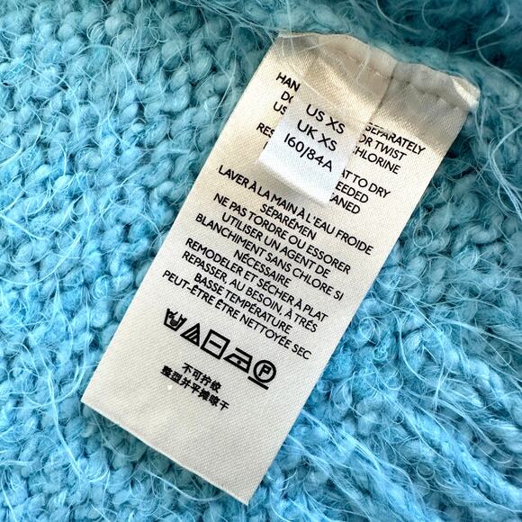 Free People Nevermind Fuzzy Cardigan Blue Butterfly Size XS - Picture 13 of 14